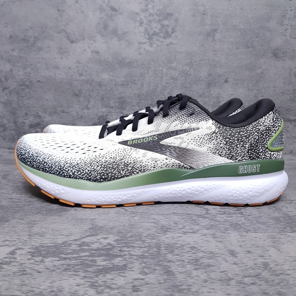 BROOKS Ghost 16 Running Shoes Mens Size 8 D White Black Green